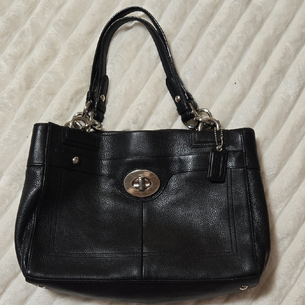 Coach Penelope Black Pebbled Leather Shoulder Bag